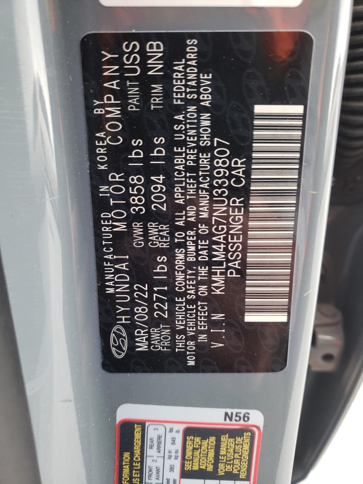 Photo 12 VIN: KMHLM4AG7NU339807 - HYUNDAI ELANTRA 