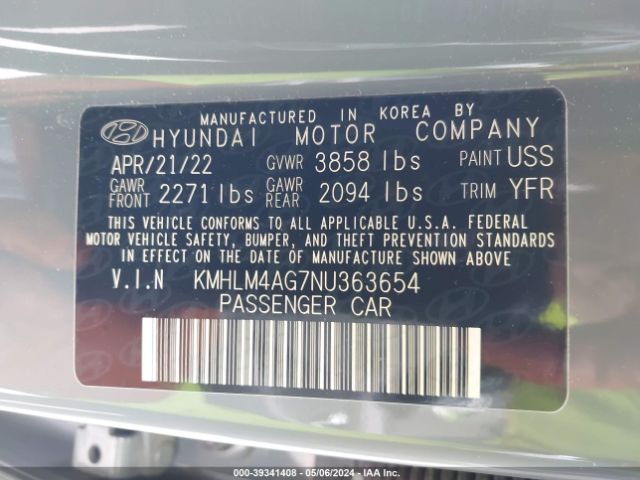 Photo 8 VIN: KMHLM4AG7NU363654 - HYUNDAI ELANTRA 