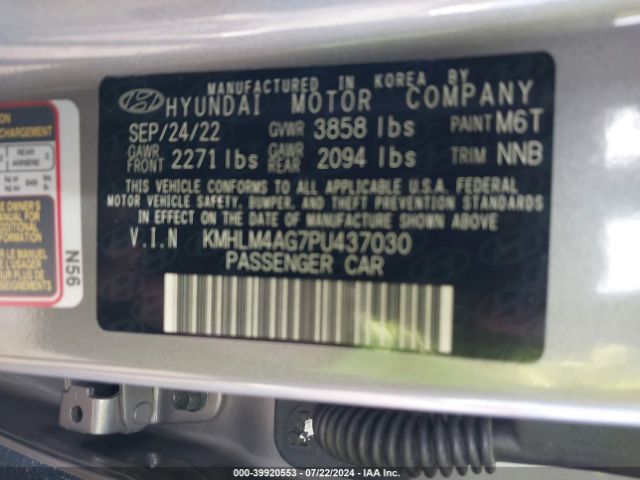 Photo 8 VIN: KMHLM4AG7PU437030 - HYUNDAI ELANTRA 