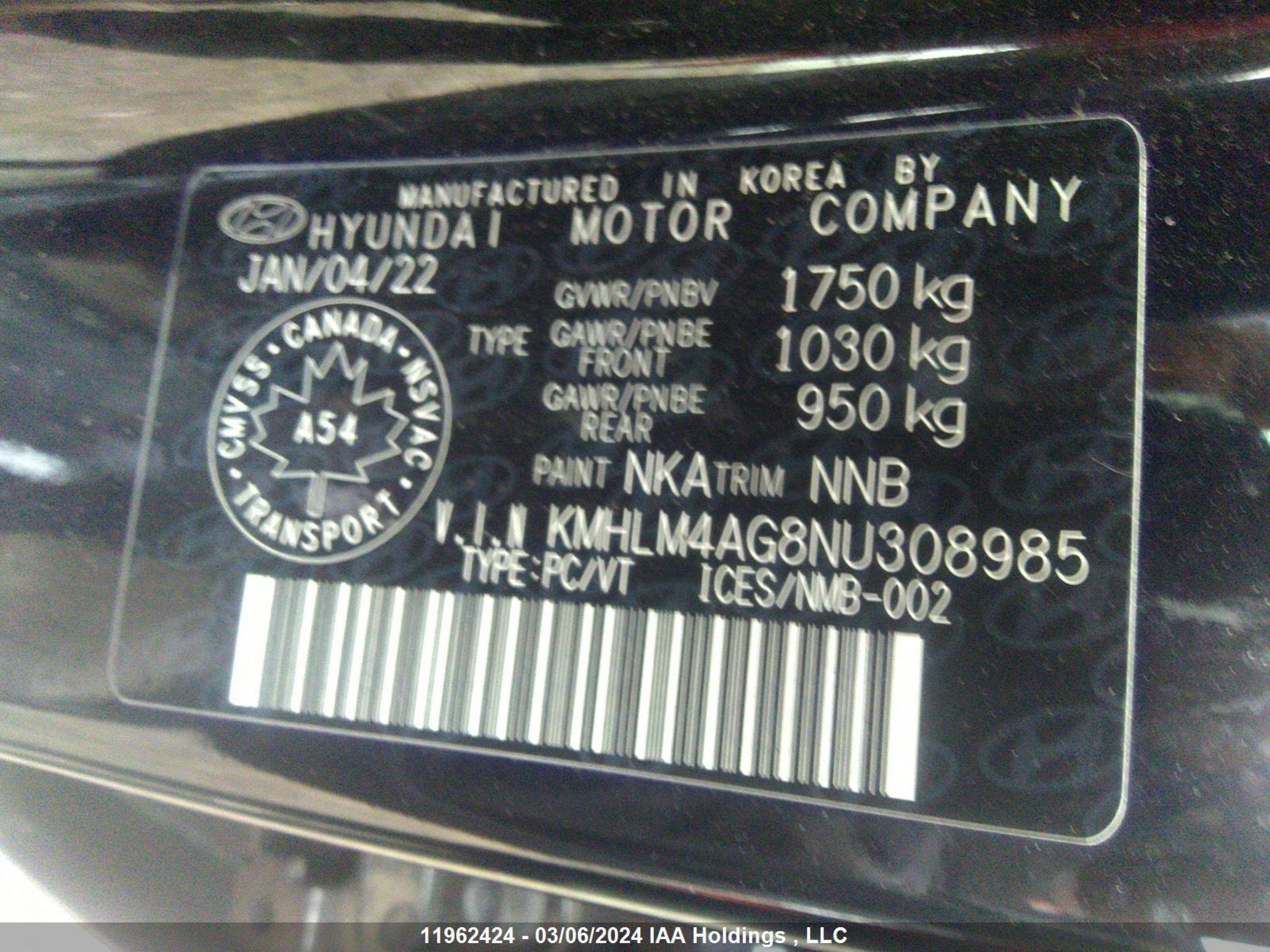 Photo 8 VIN: KMHLM4AG8NU308985 - HYUNDAI ELANTRA 