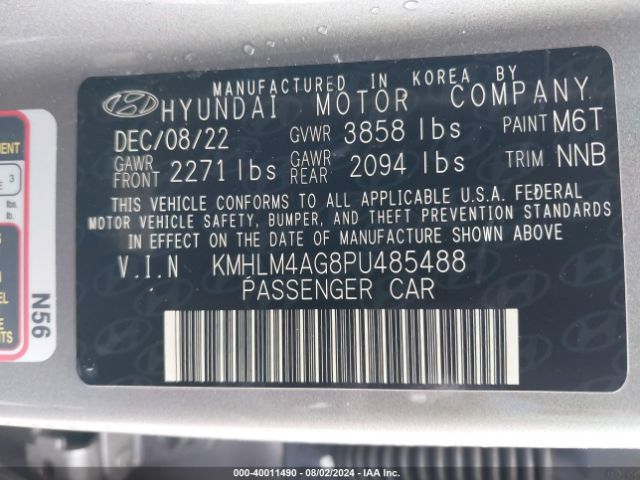 Photo 8 VIN: KMHLM4AG8PU485488 - HYUNDAI ELANTRA 