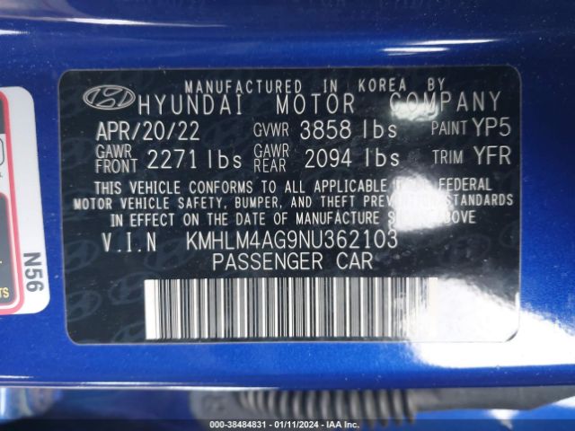 Photo 8 VIN: KMHLM4AG9NU362103 - HYUNDAI ELANTRA 