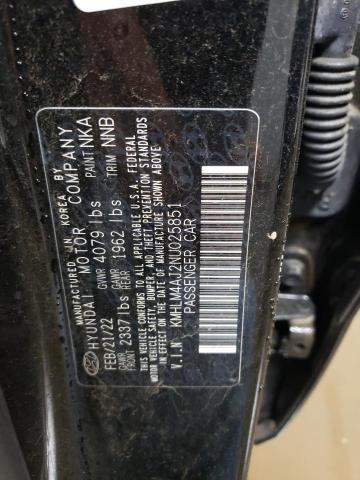 Photo 12 VIN: KMHLM4AJ2NU025851 - HYUNDAI ELANTRA 