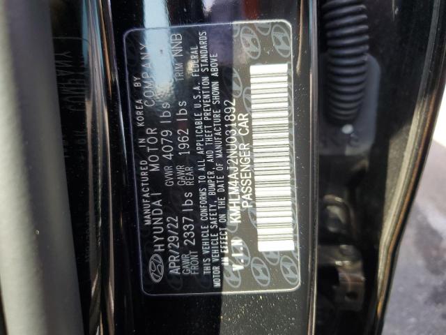 Photo 12 VIN: KMHLM4AJ2NU031892 - HYUNDAI ELANTRA 