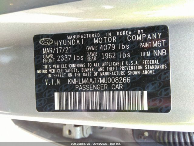 Photo 8 VIN: KMHLM4AJ7MU008266 - HYUNDAI ELANTRA HYBRID 