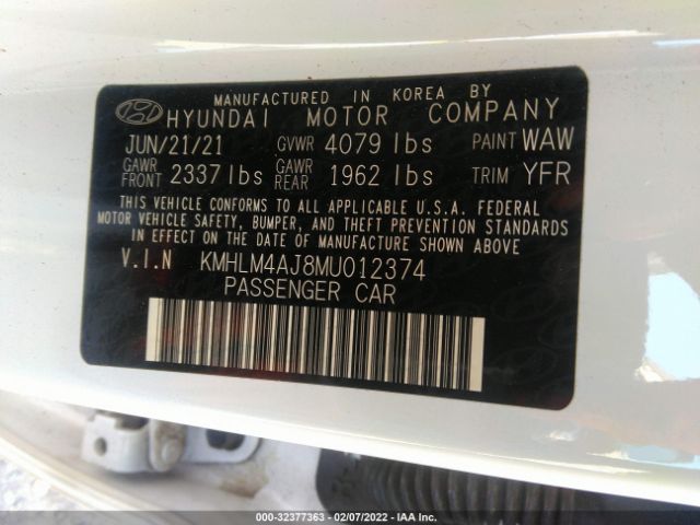 Photo 8 VIN: KMHLM4AJ8MU012374 - HYUNDAI ELANTRA HYBRID 