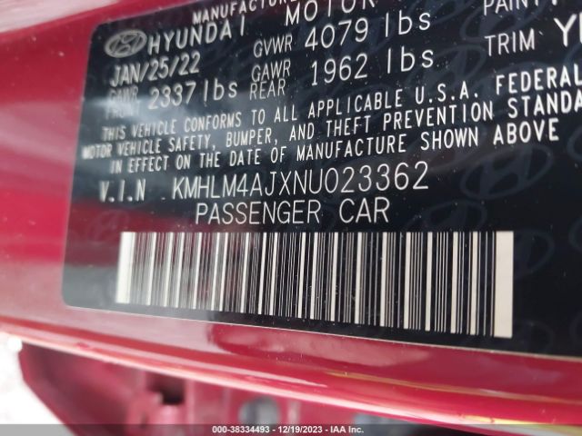 Photo 8 VIN: KMHLM4AJXNU023362 - HYUNDAI ELANTRA HYBRID 