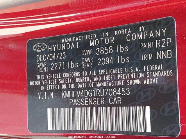 Photo 8 VIN: KMHLM4DG1RU708453 - HYUNDAI ELANTRA 