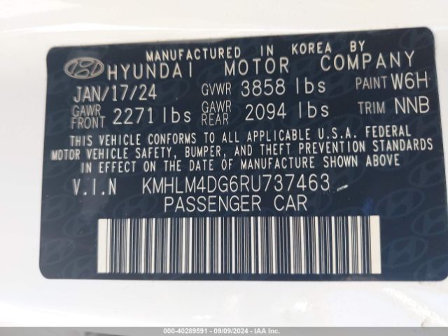 Photo 8 VIN: KMHLM4DG6RU737463 - HYUNDAI ELANTRA 