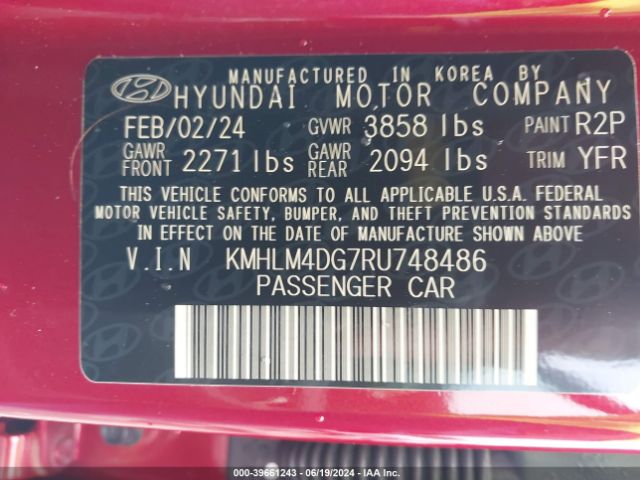 Photo 8 VIN: KMHLM4DG7RU748486 - HYUNDAI ELANTRA 