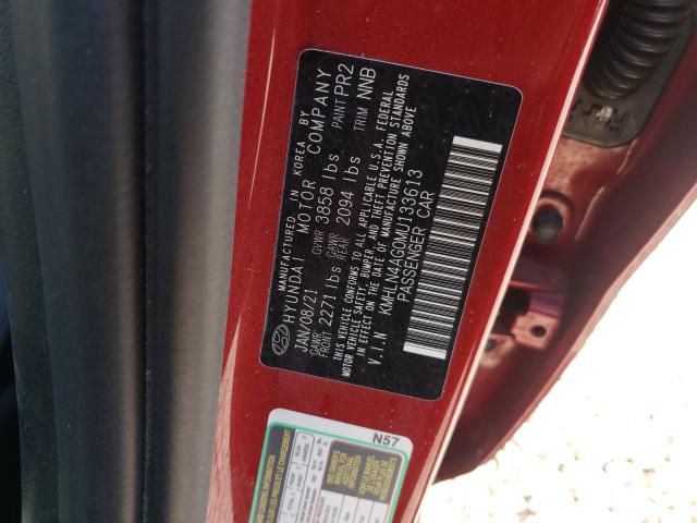 Photo 9 VIN: KMHLN4AG0MU133613 - HYUNDAI ELANTRA SE 