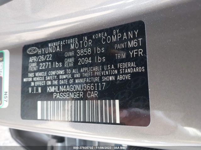 Photo 8 VIN: KMHLN4AG0NU366117 - HYUNDAI ELANTRA 