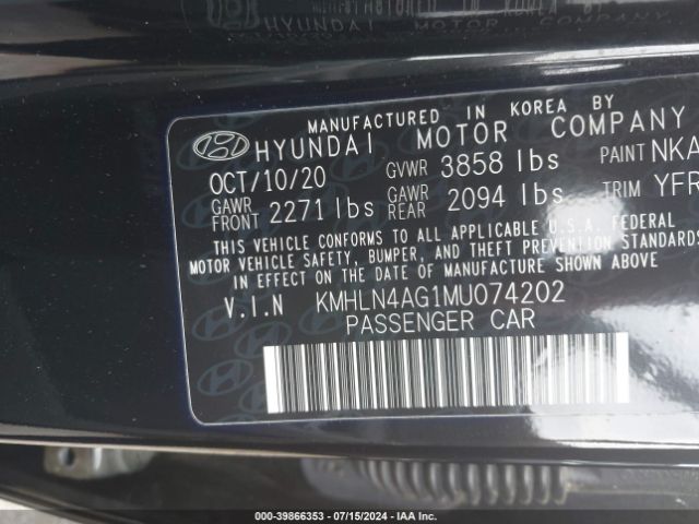 Photo 8 VIN: KMHLN4AG1MU074202 - HYUNDAI ELANTRA 