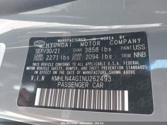 Photo 8 VIN: KMHLN4AG1NU262493 - HYUNDAI ELANTRA 