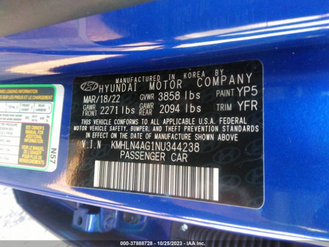 Photo 8 VIN: KMHLN4AG1NU344238 - HYUNDAI ELANTRA 