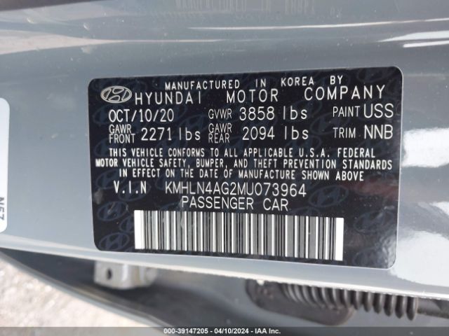 Photo 8 VIN: KMHLN4AG2MU073964 - HYUNDAI ELANTRA 