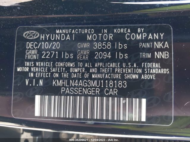 Photo 8 VIN: KMHLN4AG3MU118183 - HYUNDAI ELANTRA 