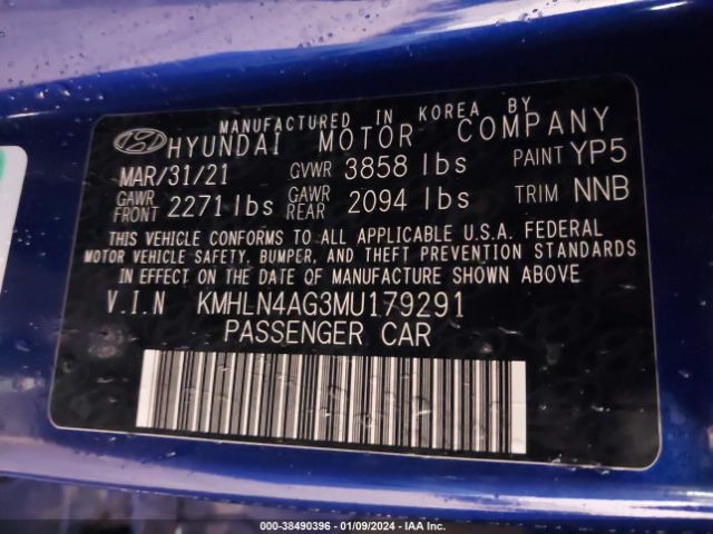 Photo 8 VIN: KMHLN4AG3MU179291 - HYUNDAI ELANTRA 