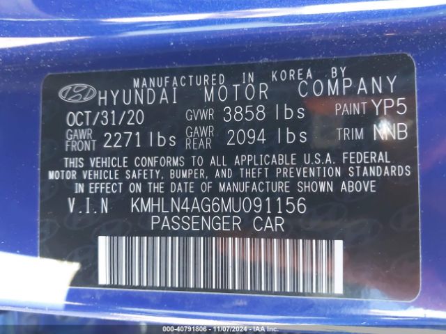 Photo 8 VIN: KMHLN4AG6MU091156 - HYUNDAI ELANTRA 