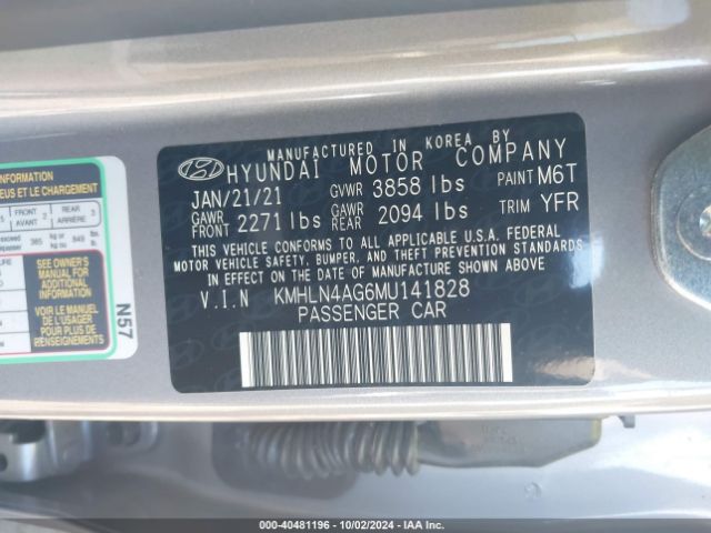 Photo 8 VIN: KMHLN4AG6MU141828 - HYUNDAI ELANTRA 