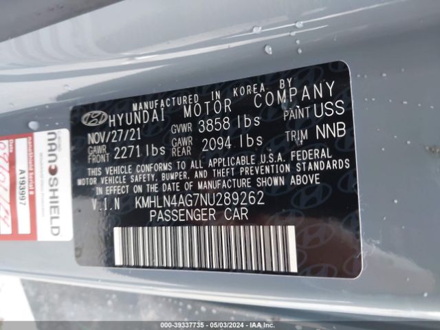 Photo 8 VIN: KMHLN4AG7NU289262 - HYUNDAI ELANTRA 