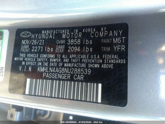 Photo 8 VIN: KMHLN4AG8NU288539 - HYUNDAI ELANTRA 