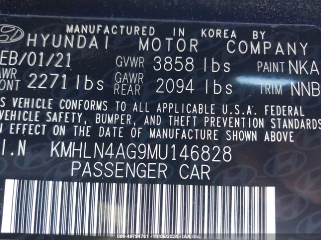 Photo 8 VIN: KMHLN4AG9MU146828 - HYUNDAI ELANTRA 