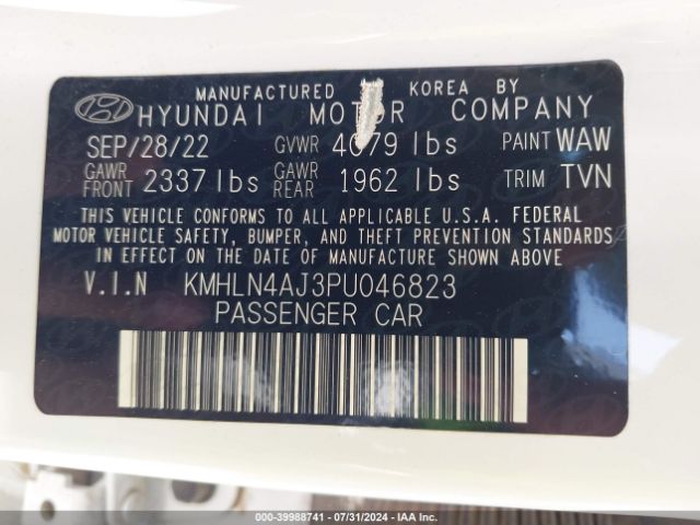 Photo 8 VIN: KMHLN4AJ3PU046823 - HYUNDAI ELANTRA 