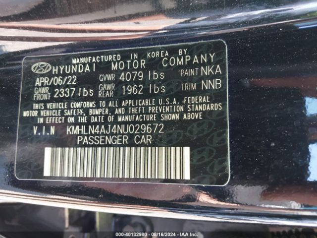 Photo 8 VIN: KMHLN4AJ4NU029672 - HYUNDAI ELANTRA 