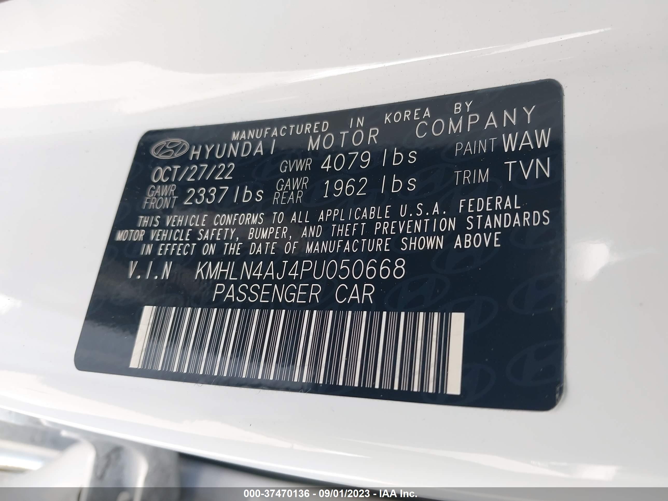 Photo 8 VIN: KMHLN4AJ4PU050668 - HYUNDAI ELANTRA 