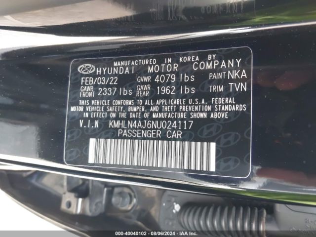 Photo 8 VIN: KMHLN4AJ6NU024117 - HYUNDAI ELANTRA 