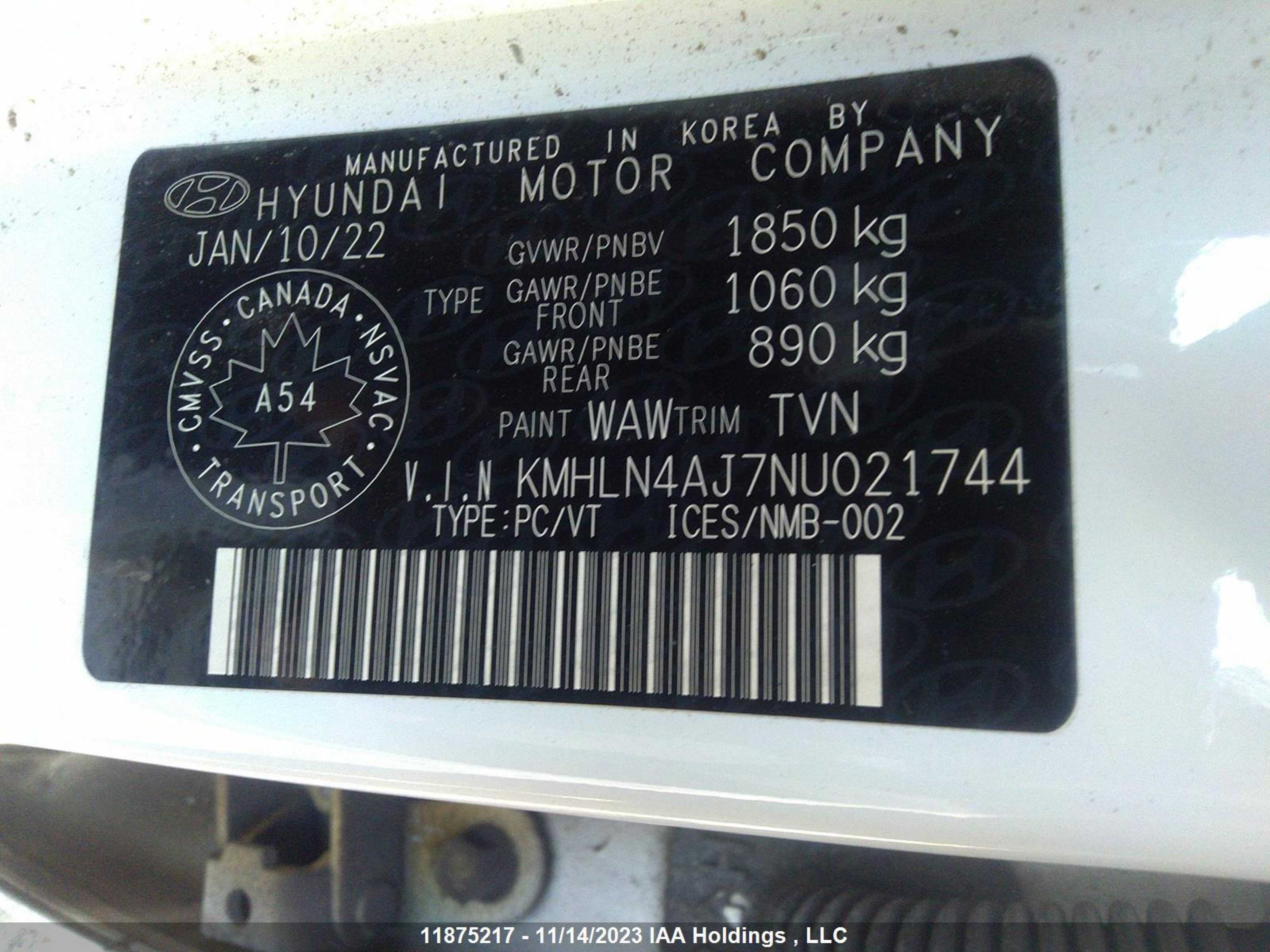 Photo 8 VIN: KMHLN4AJ7NU021744 - HYUNDAI ELANTRA 