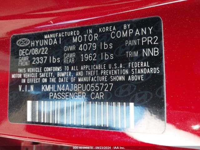 Photo 8 VIN: KMHLN4AJ8PU055727 - HYUNDAI ELANTRA 