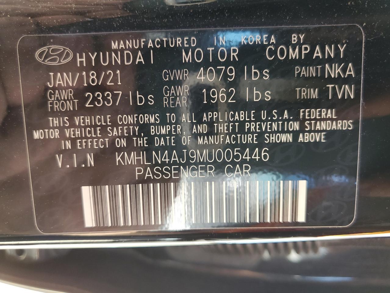 Photo 12 VIN: KMHLN4AJ9MU005446 - HYUNDAI ELANTRA 