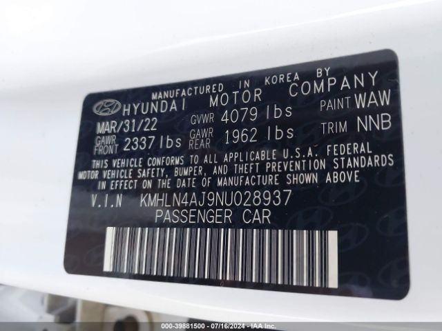 Photo 8 VIN: KMHLN4AJ9NU028937 - HYUNDAI ELANTRA 