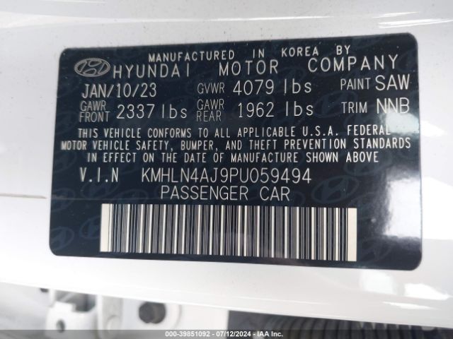 Photo 8 VIN: KMHLN4AJ9PU059494 - HYUNDAI ELANTRA 