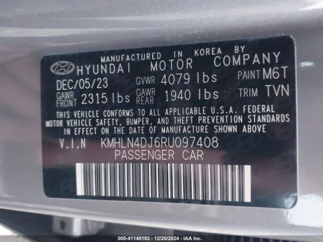 Photo 8 VIN: KMHLN4DJ6RU097408 - HYUNDAI ELANTRA 