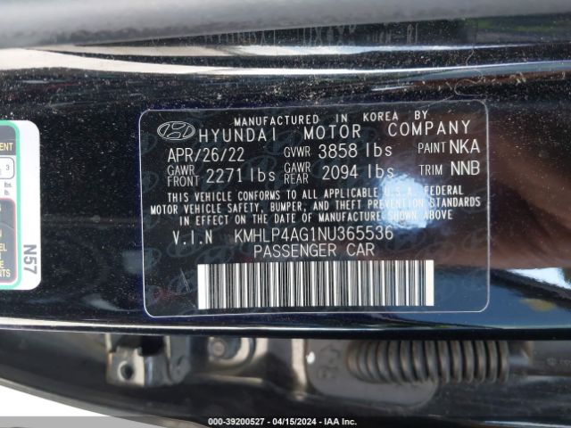 Photo 8 VIN: KMHLP4AG1NU365536 - HYUNDAI ELANTRA 