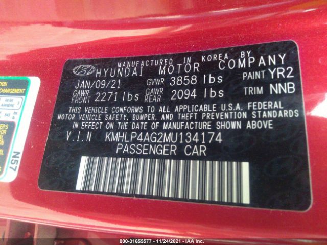 Photo 8 VIN: KMHLP4AG2MU134174 - HYUNDAI ELANTRA 