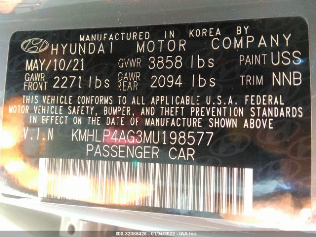 Photo 8 VIN: KMHLP4AG3MU198577 - HYUNDAI ELANTRA 