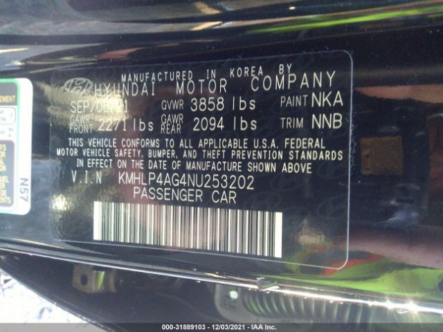 Photo 8 VIN: KMHLP4AG4NU253202 - HYUNDAI ELANTRA 