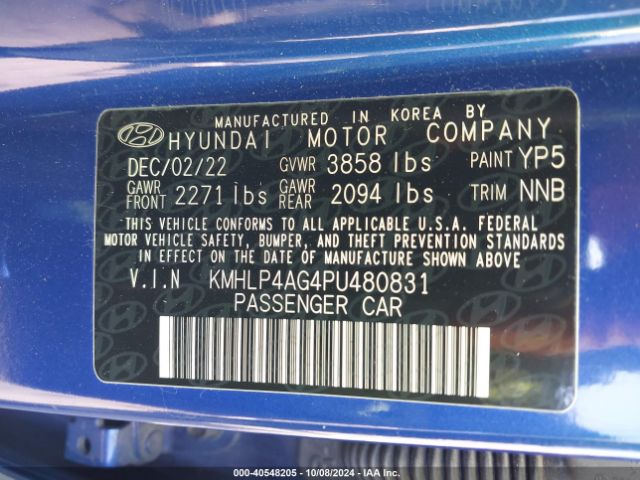 Photo 8 VIN: KMHLP4AG4PU480831 - HYUNDAI ELANTRA 