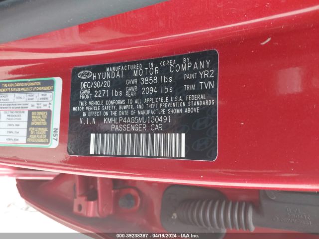 Photo 8 VIN: KMHLP4AG5MU130491 - HYUNDAI ELANTRA 