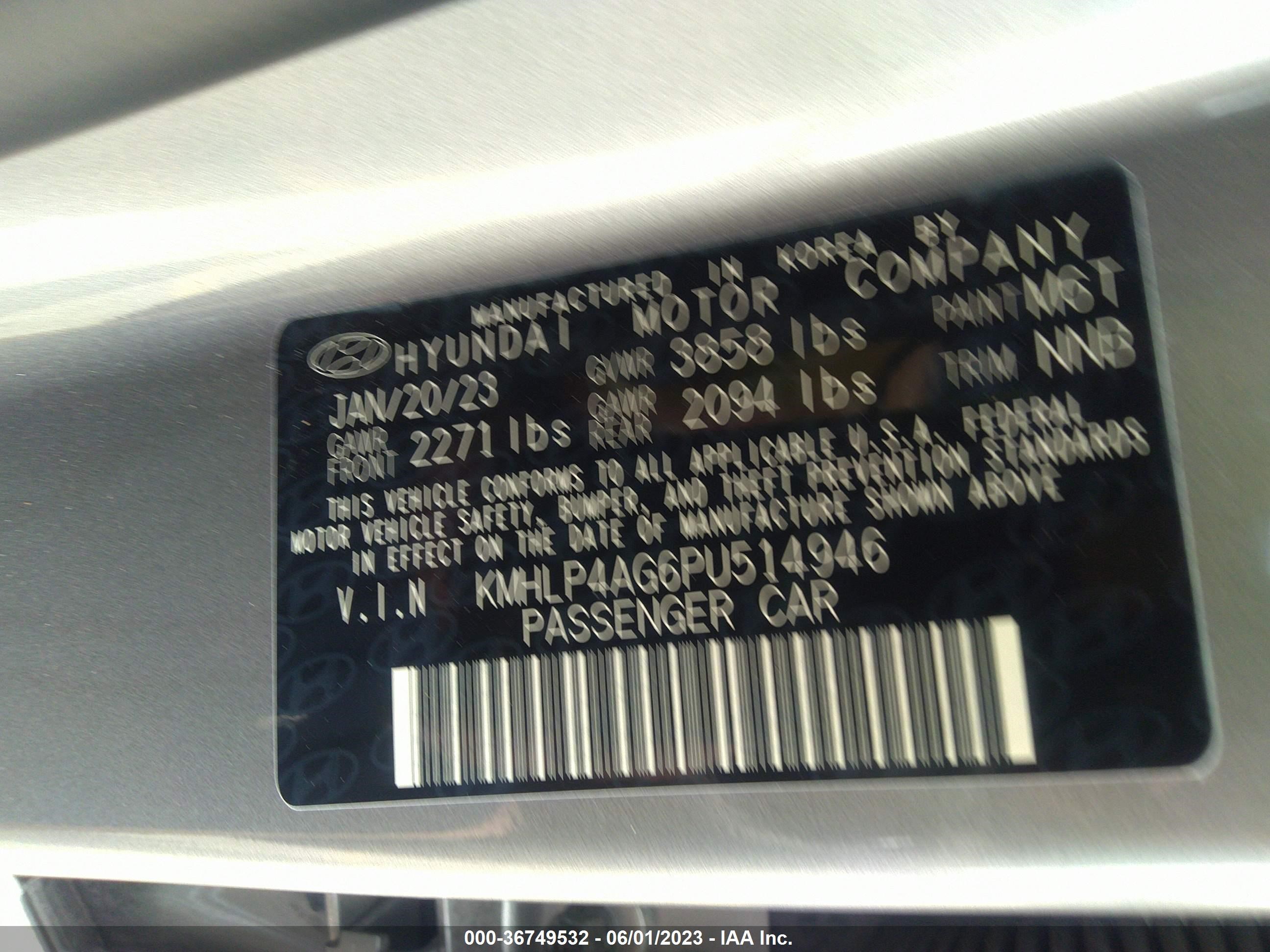 Photo 8 VIN: KMHLP4AG6PU514946 - HYUNDAI ELANTRA 