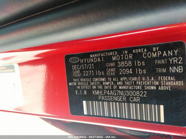 Photo 8 VIN: KMHLP4AG7NU300822 - HYUNDAI ELANTRA 