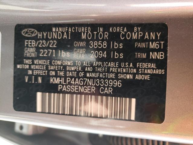 Photo 12 VIN: KMHLP4AG7NU333996 - HYUNDAI ELANTRA LI 