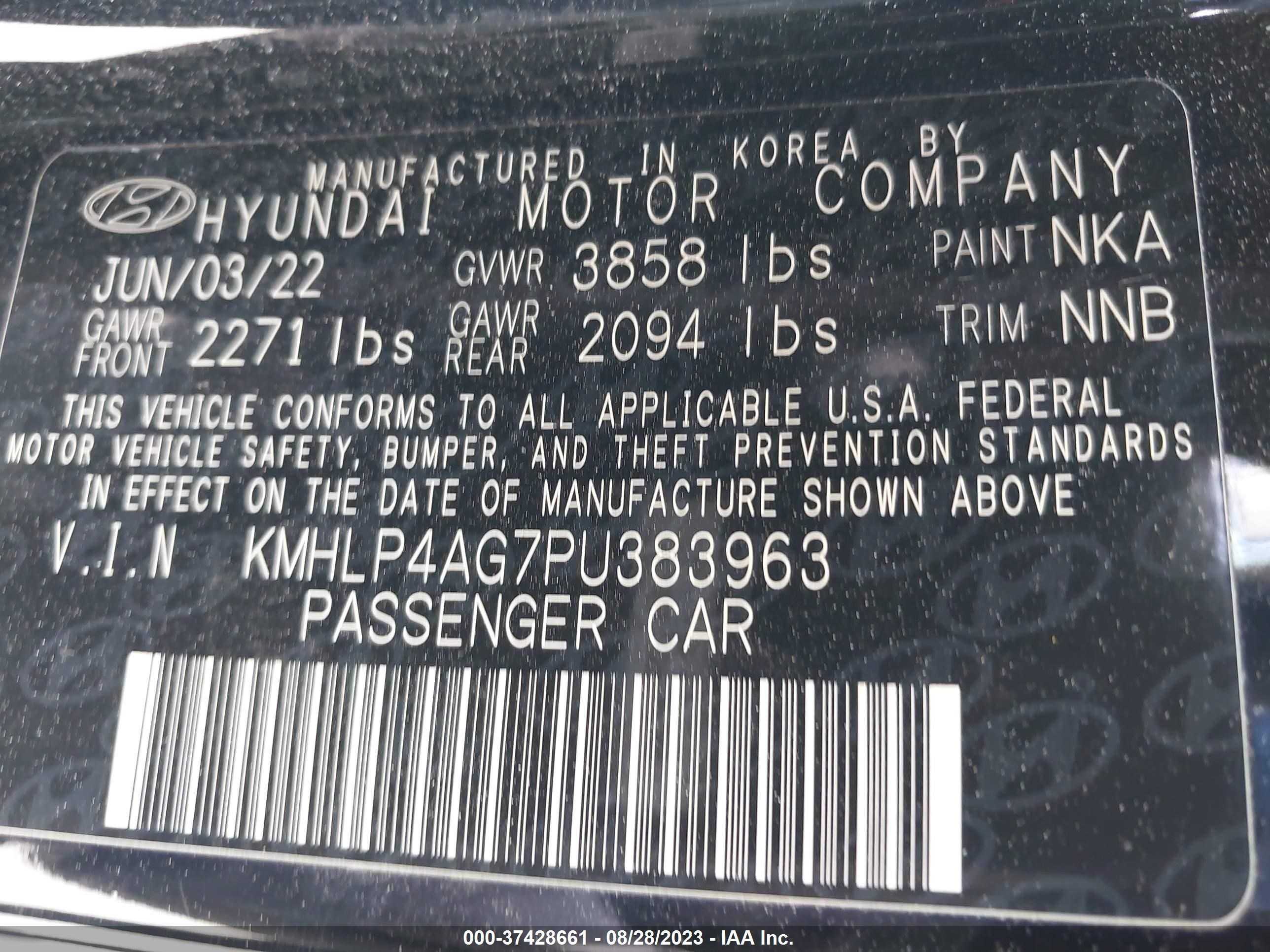 Photo 8 VIN: KMHLP4AG7PU383963 - HYUNDAI ELANTRA 