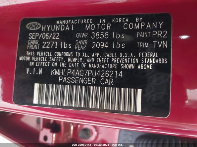 Photo 8 VIN: KMHLP4AG7PU426214 - HYUNDAI ELANTRA 