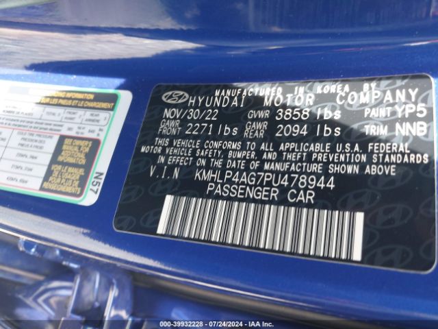 Photo 8 VIN: KMHLP4AG7PU478944 - HYUNDAI ELANTRA 