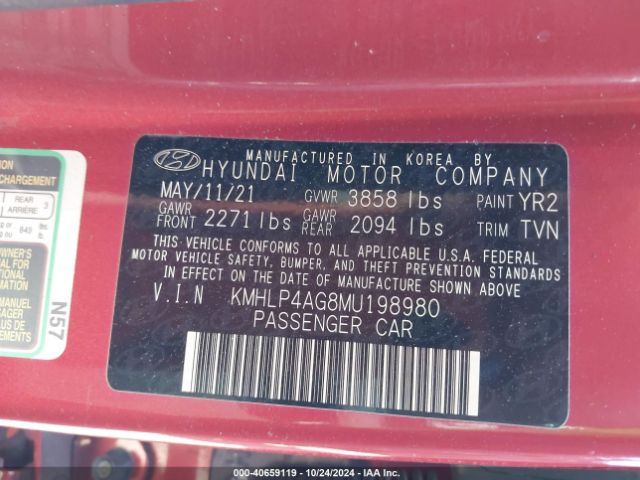 Photo 8 VIN: KMHLP4AG8MU198980 - HYUNDAI ELANTRA 